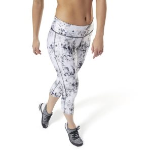 Reebok LES MILLS™ Capri All Over Print Leggings Damen - Weiß - DE 846-WOY